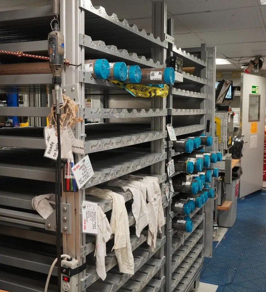 Cores acclimatizing to shipboard conditions. The important first step before cores are analyzed Cores acclimatizing to shipboard conditions. The important first step before cores are analyzed.jpg