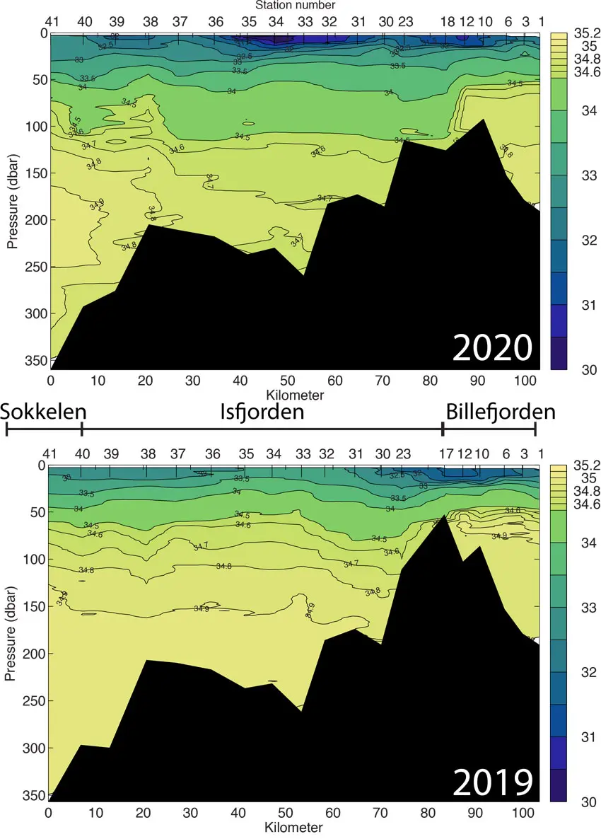Isfjorden_Salt_2020-2019_850px Salinity in Isfjorden; Svalbard, 2019 and 2020