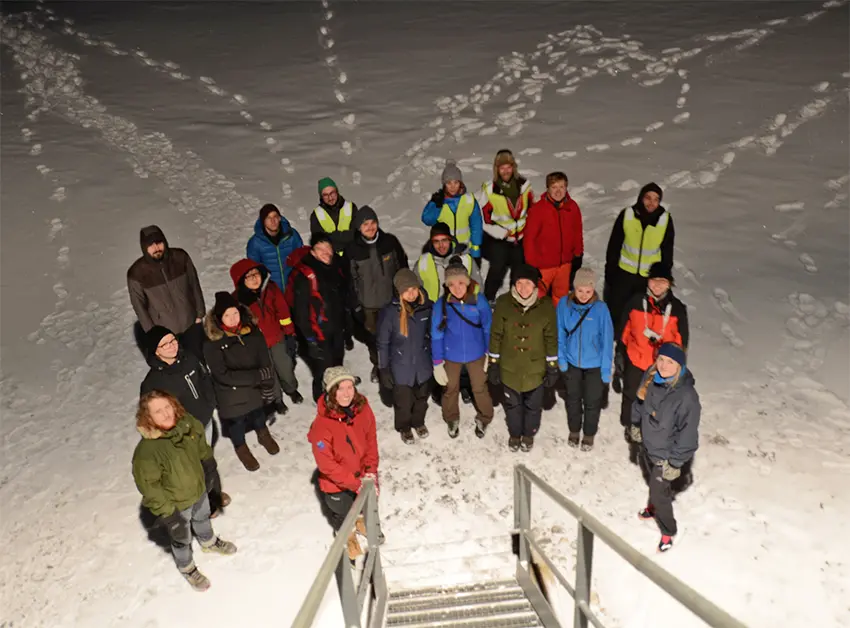 AGF-216 Excursion 2016 Students at the EISCAT radar, Svalbard, during the UNIS course AGF-216.