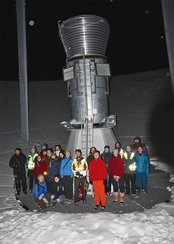 AGF-216 Excursion 2016 Students at the EISCAT radar, Svalbard, during the UNIS course AGF-216.